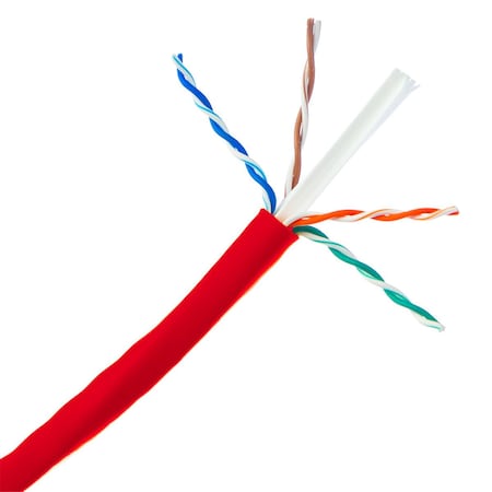 Cable Wholesale Bulk Cat6a Red Ethernet Cable with 10 Gig Solid, UTP, 500Mhz, 23 AWG Spool - 1000 ft. 13X6-071NH
